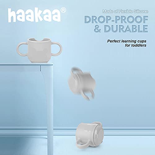 Haakaa Silicone Toddler Cups, BPA Free Drop-Proof Training Open Cups for Baby 6 Months+, 5 Ounce (Suva Grey)