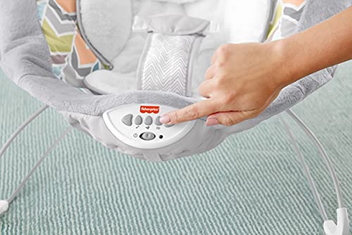 Fisher-Price Sweet Snugapuppy Deluxe Bouncer, Portable Bouncing Baby Seat with Overhead Mobile, Music and Calming Vibrations, White