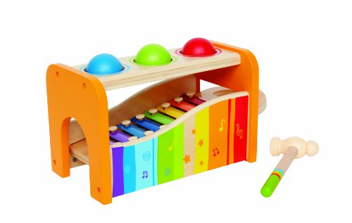 Hape Pound & Tap Bench with Slide Out Xylophone - Award Winning Durable Wooden Musical Pounding Toy for Toddlers, Multifunctional and Bright Colours, Yellow