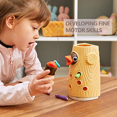 TOP BRIGHT Montessori Toys for 2 3 Year Old Girls and Boys Birthday Gift, Fine Motor Skills Toddler Toys Magnetic Worm Games for Age 2 3 4
