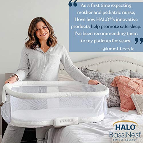 HALO BassiNest Swivel Sleeper, Bedside Bassinet, Soothing Center, Vibration and Sound, Premiere Series, Pebble